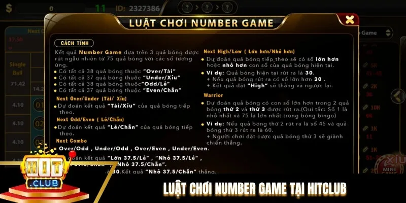 Luật chơi Number Game tại Hitclub